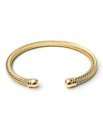 Simple Cable Cuff Bracelet-GOLD