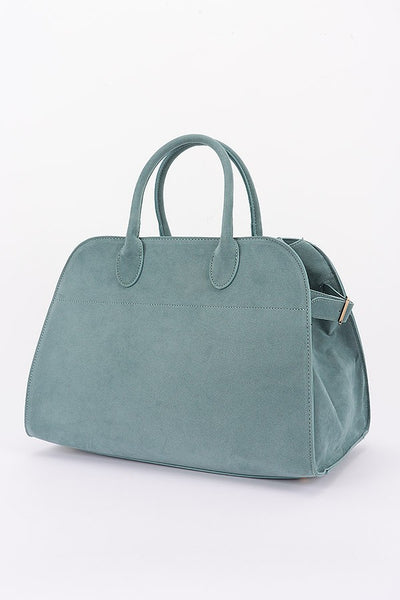 FAUX SUEDE TOTE BAG-BLUE