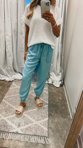 MODERN DAY CHAMBRAY JOGGERS--RESTOCK ALERT