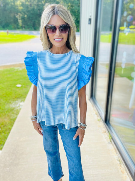 BLUE FRILL TOP