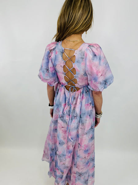 SPLASH OF WATERCOLOR MIDI DRESS
