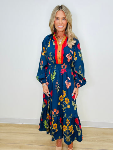 THE NAVY WILLOW MIDI DRESS