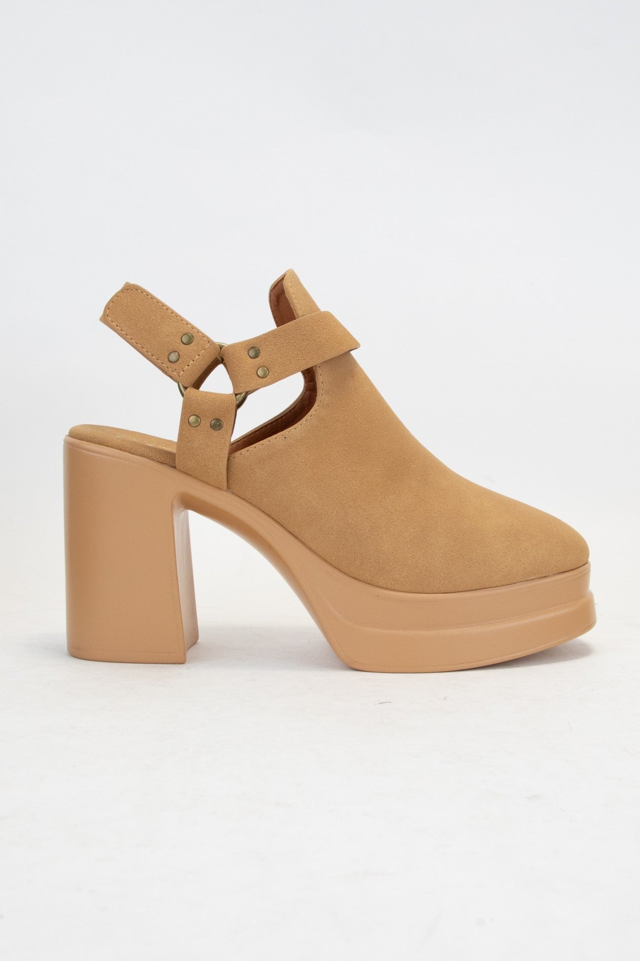 PALAZZO PLATFORM OPEN HEEL BOOTIES-TOFFEE