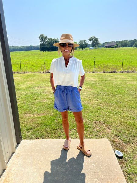TAKE AWAY SHORTS- CHAMBRAY