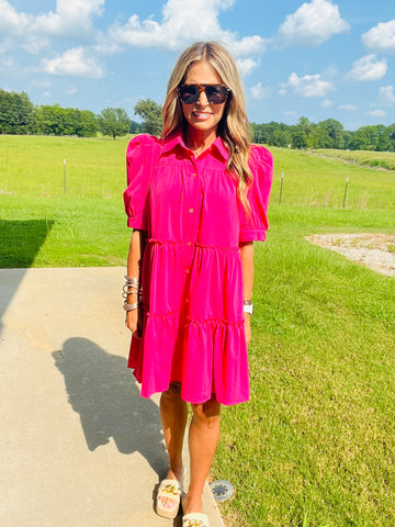 OUT ON THE TOWN DRESS-PINK--RESTOCK ALERT