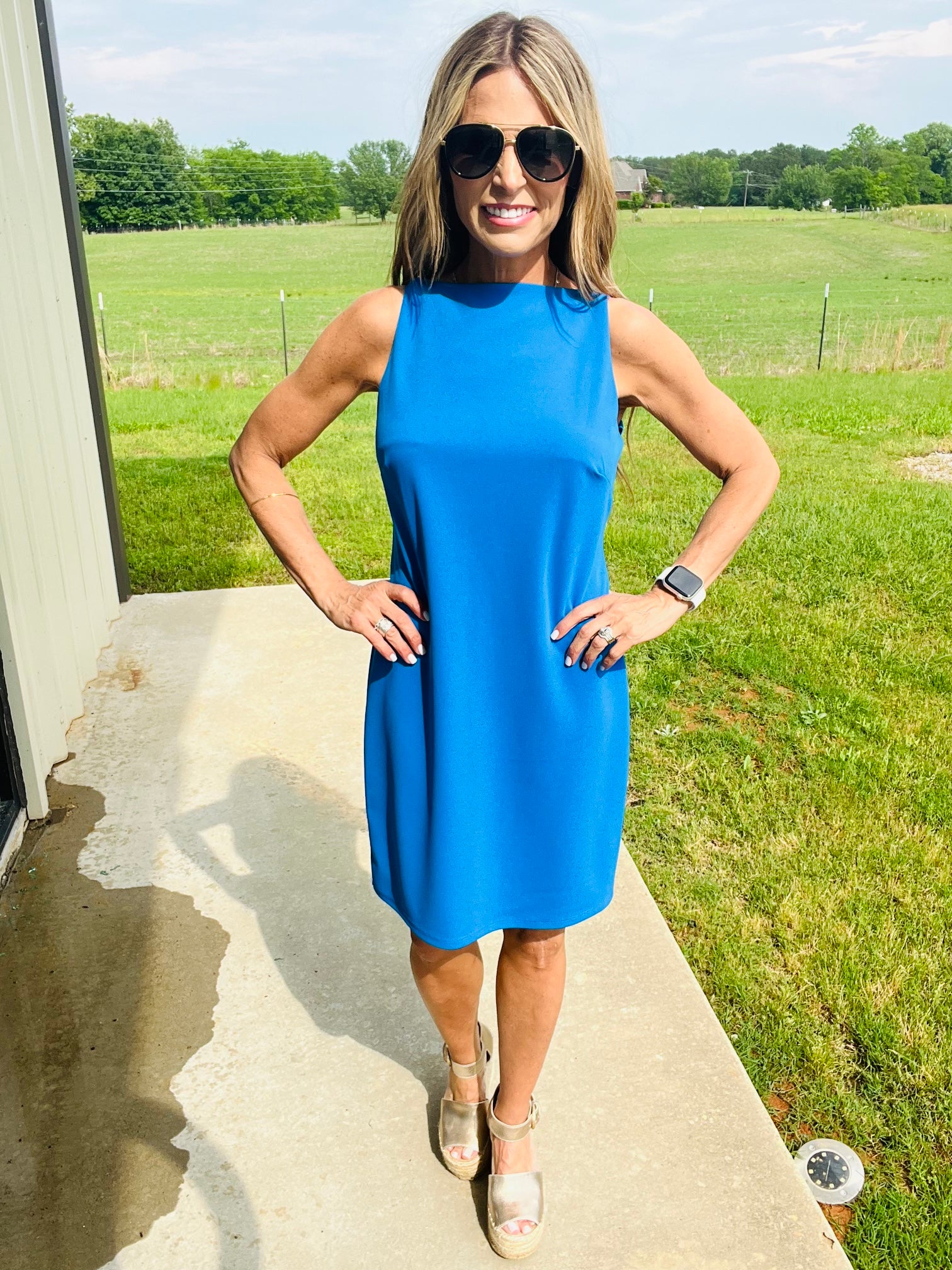 GOING EVERYWHERE DRESS--BLUE-FLASH SALE