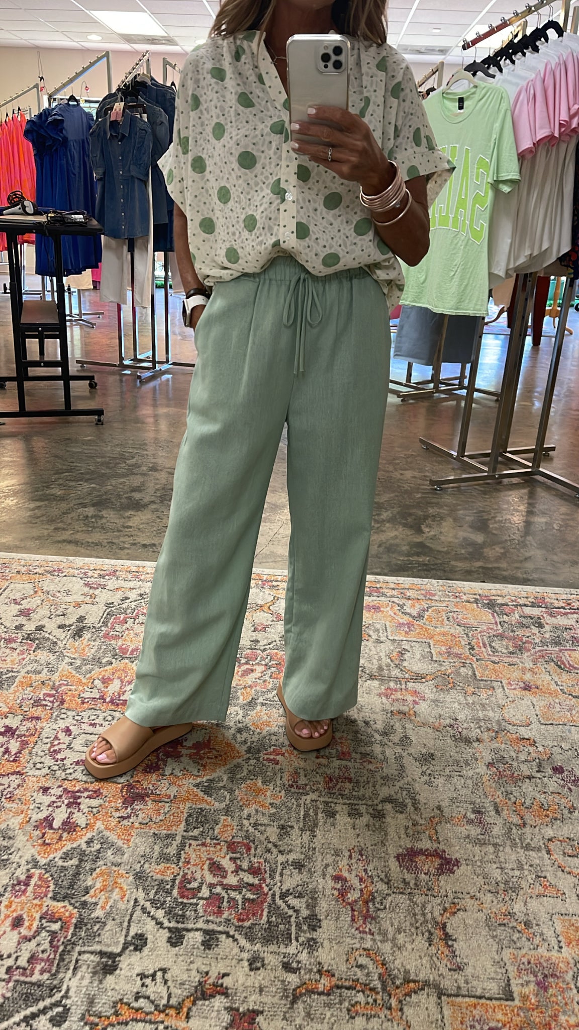 MAJOR LEAGUE LINEN PANTS -SAGE GREEN