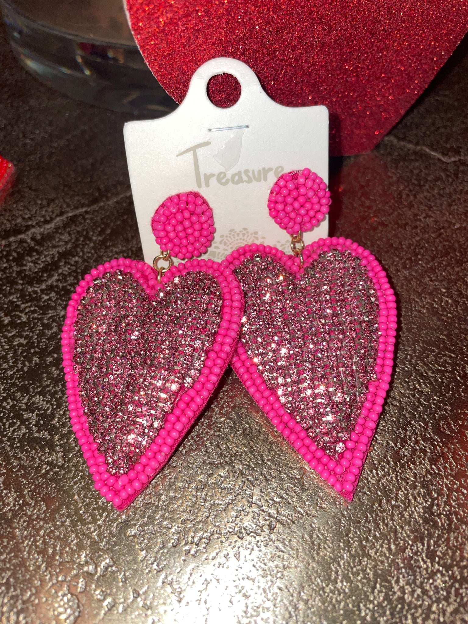 HEART DANGLE EARRINGS