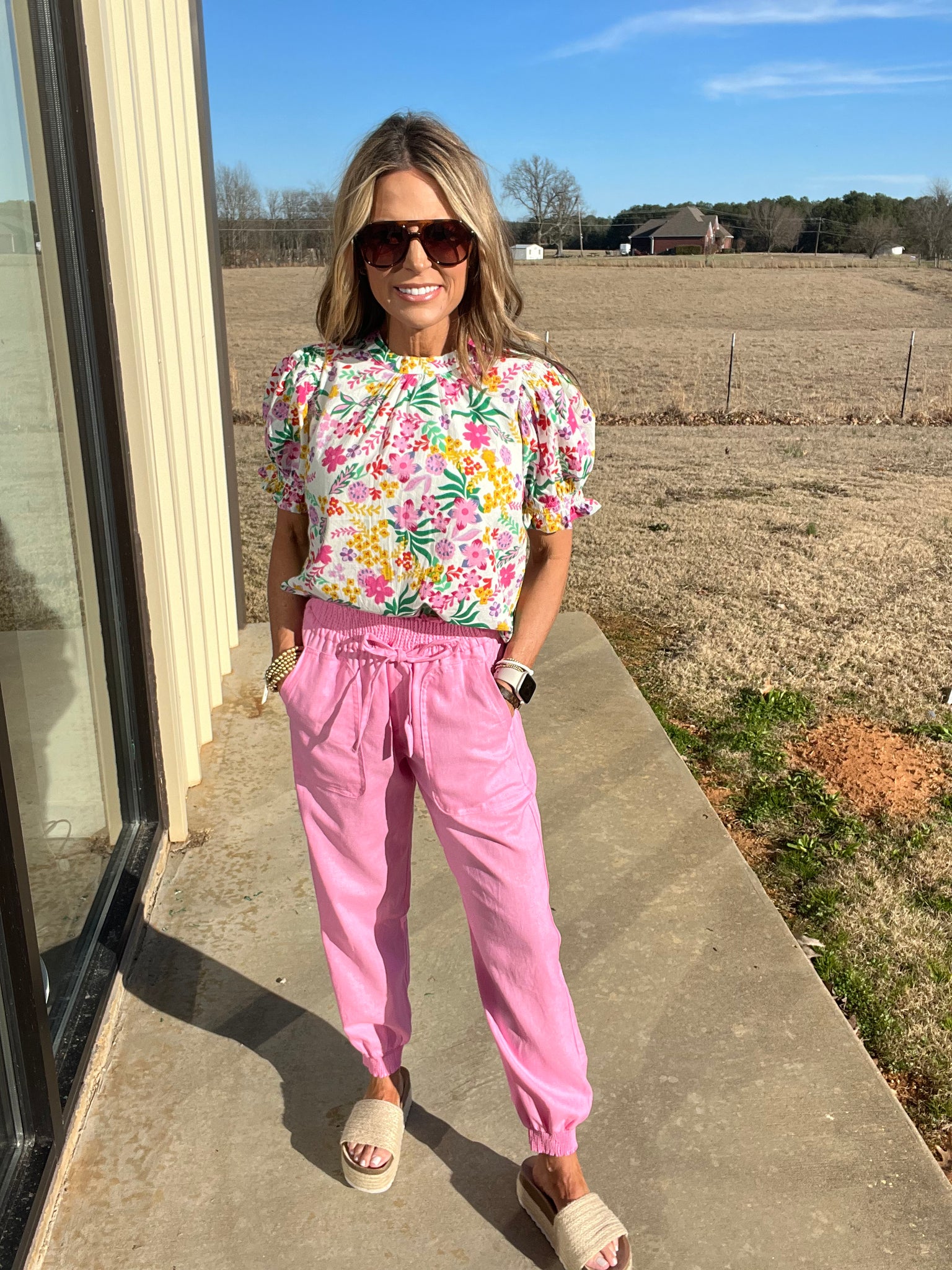 FRONT PORCH SWINGING JOGGERS- PINK