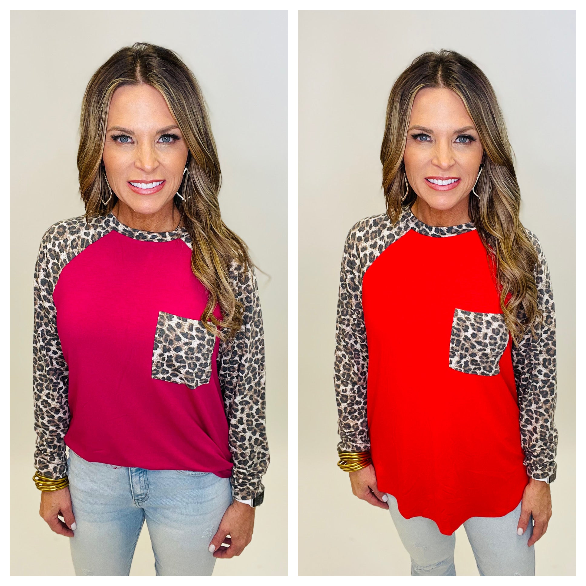 Don't Miss Me Leopard Raglan---FLASH SALE