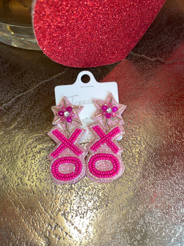 BEADED XO EARRINGS