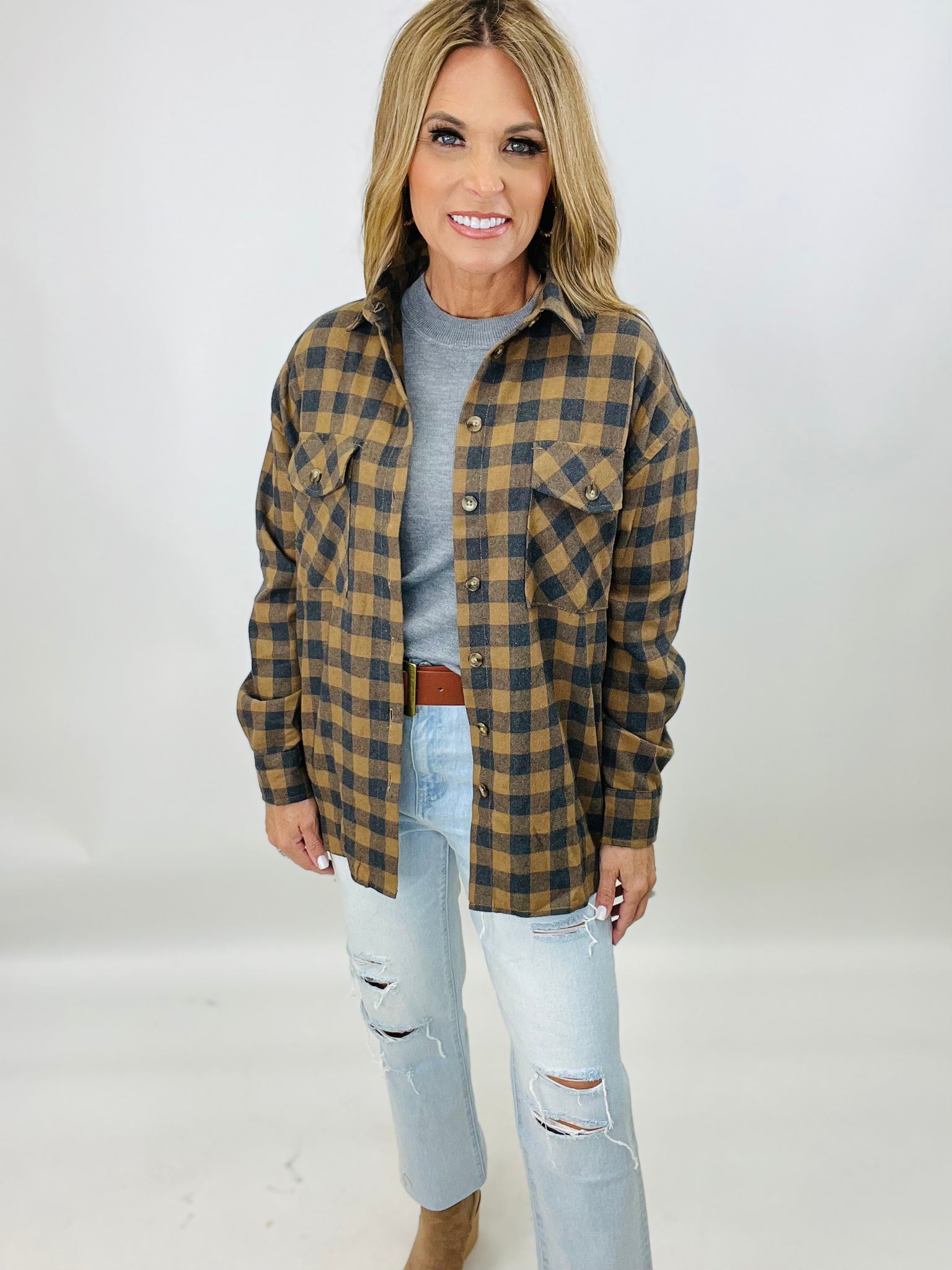 BACK TO BOSTON FLANNEL TOP--FLASH SALE