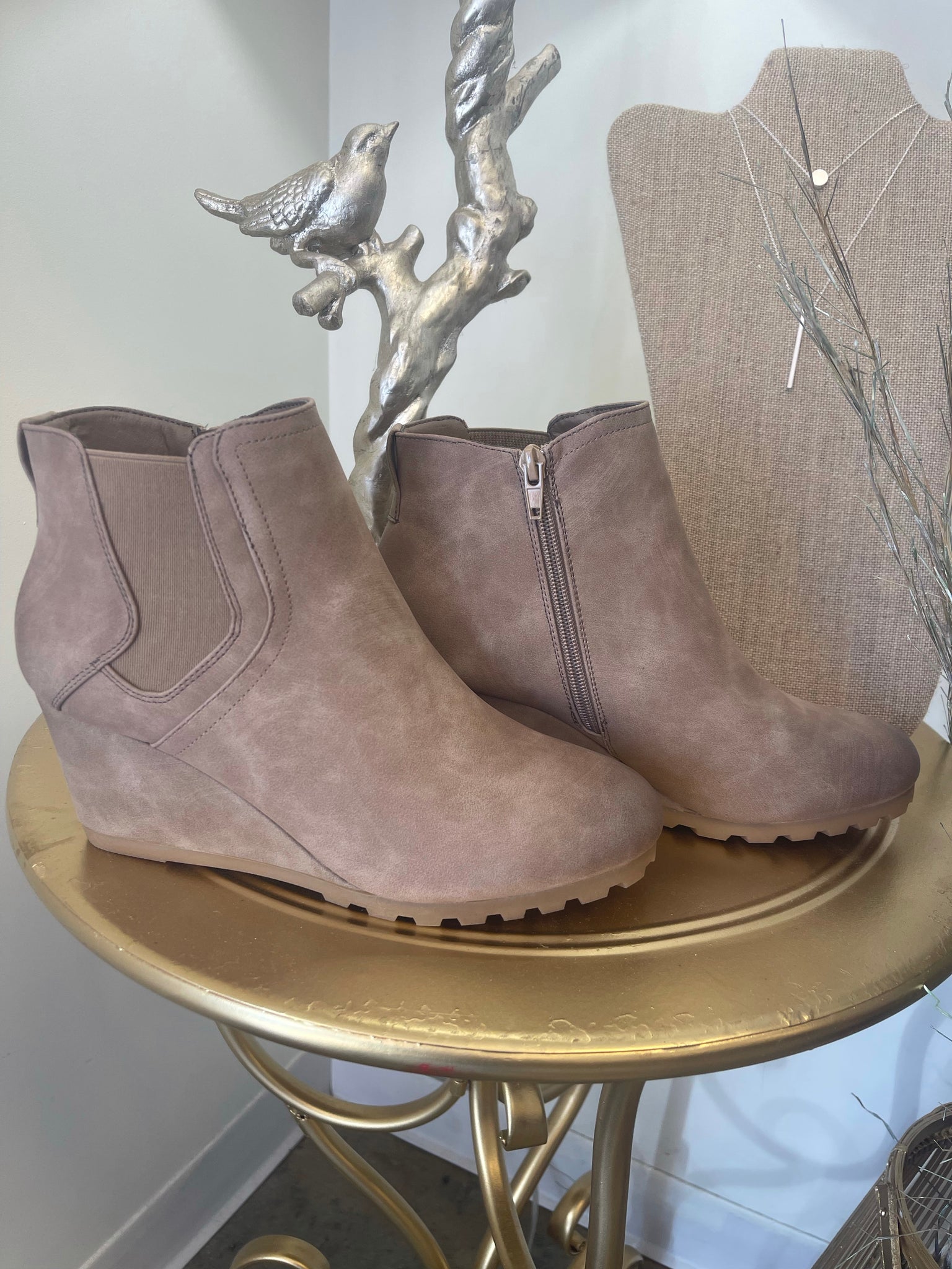 Sydney Taupe Wedge Booties--END OF THE YEAR SALE