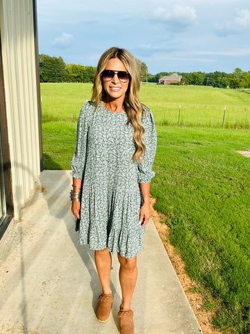 SHINE THE LIGHT DRESS--AGAVE GREEN