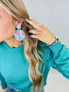 PINK AND MINT BEADED EARRINGS