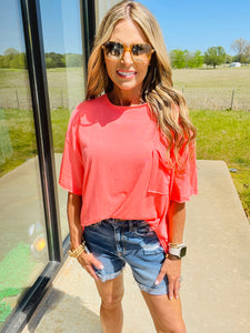 SWEET SUMMERTIME TOP - CORAL --LAST CHANCE SALE