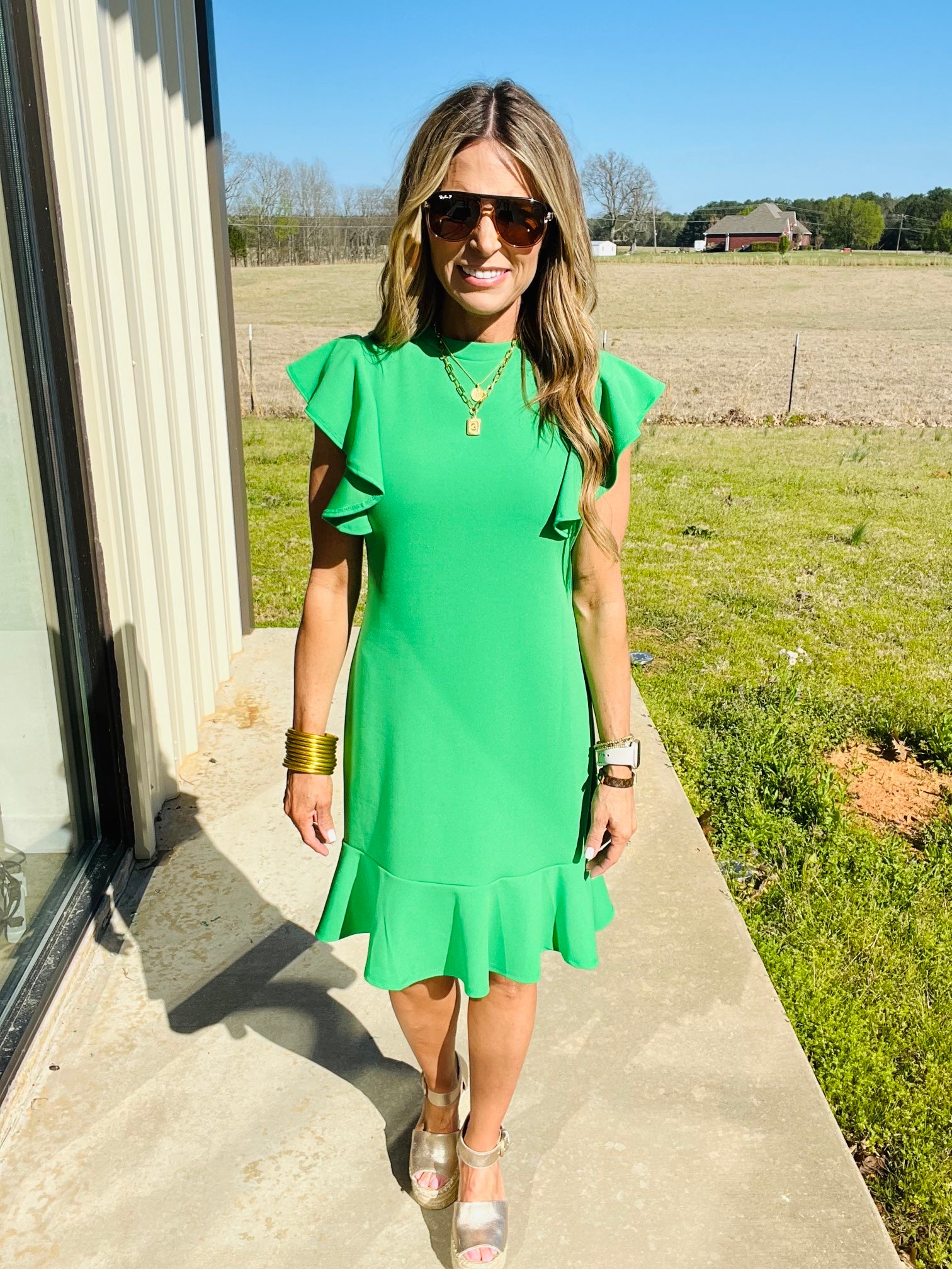 AUTHENIC AFFECTIONS DRESS- KELLY GREEN