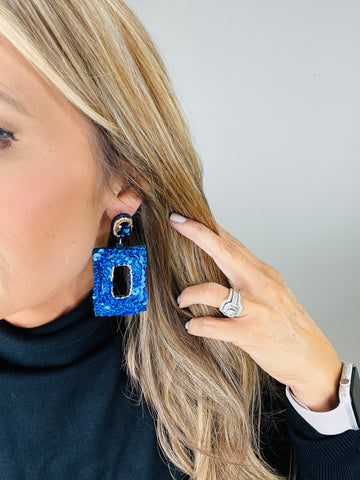 BLUE SEQUIN SQUARE EARRING