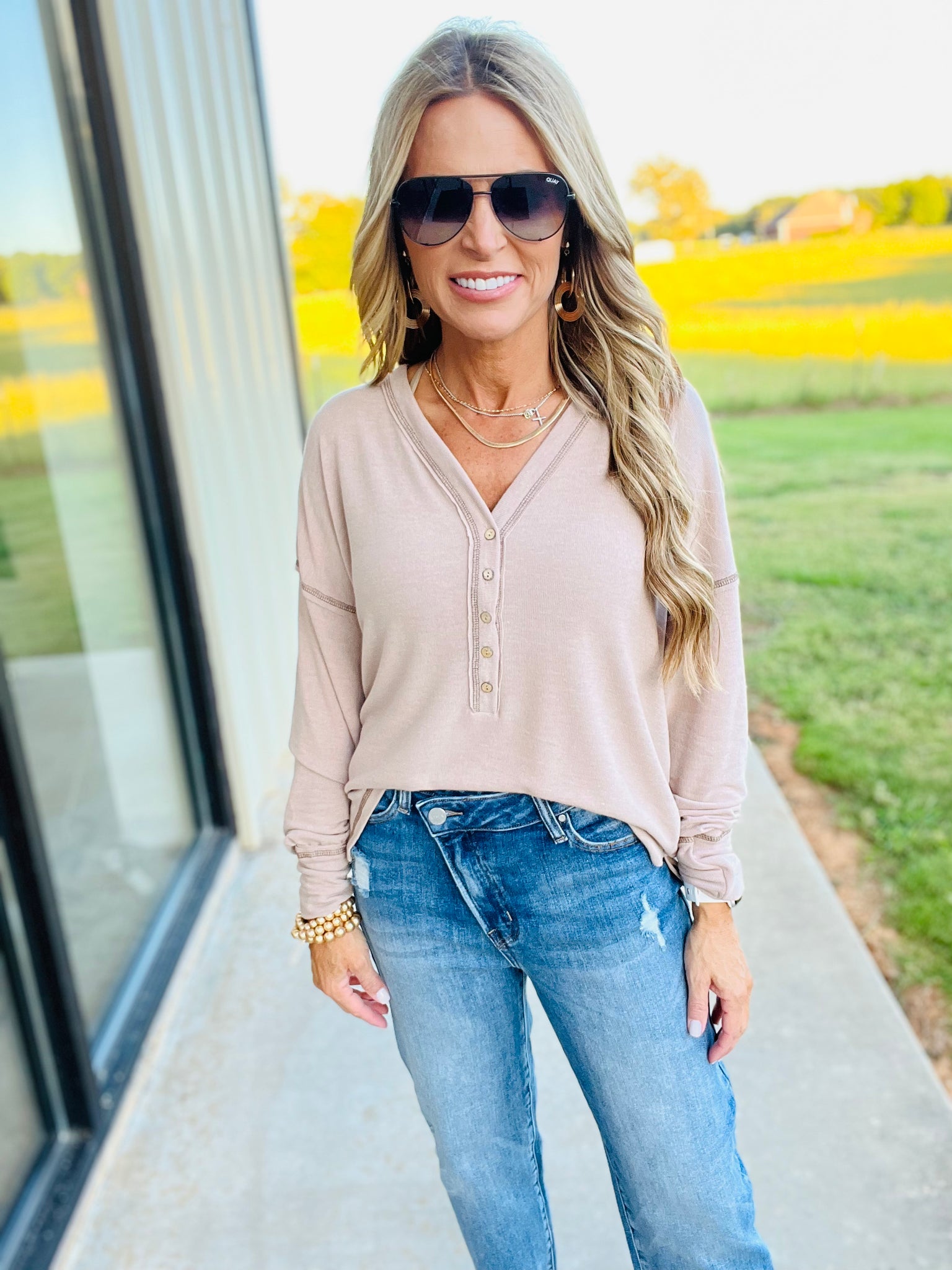 MASTER CHOICE TOP- TAUPE—FLASH SALE