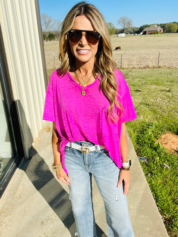 FUN DAY TOP- NEON HOT PINK