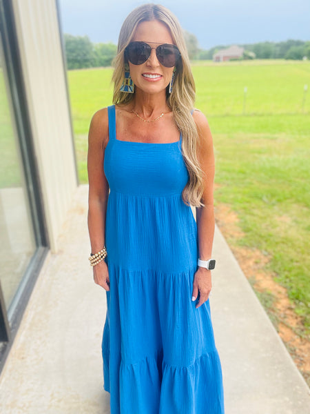 SHORT OF BLUE MIDI DRESS